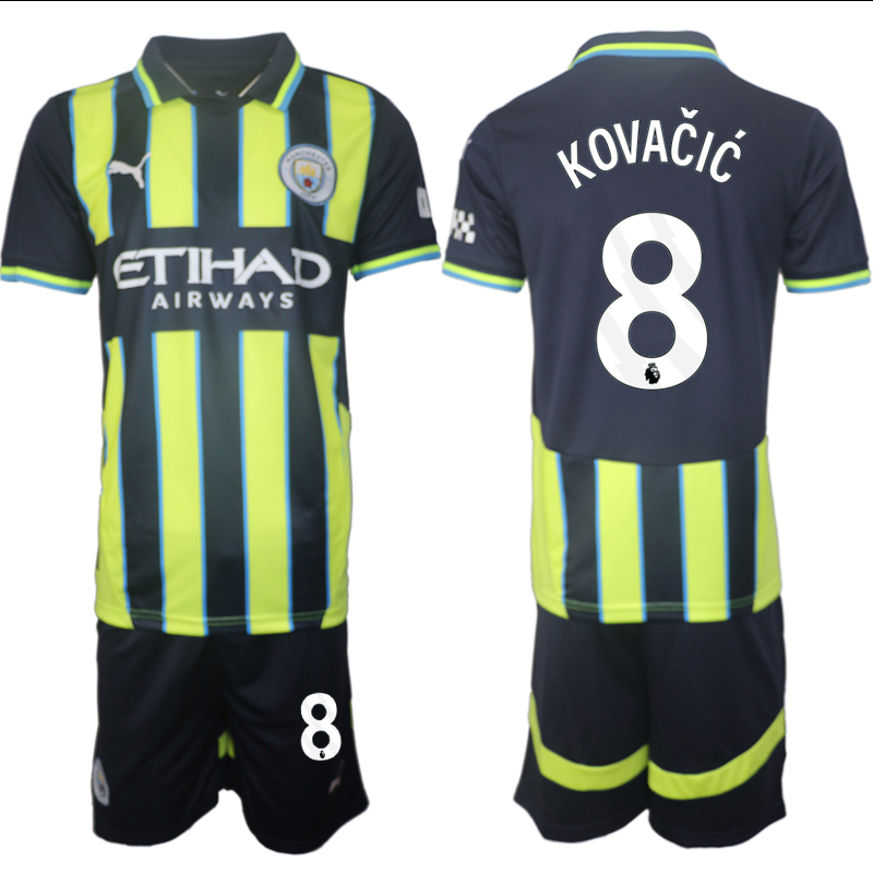 Men 2024-2025 Club Manchester City away black green #8 Soccer Jersey